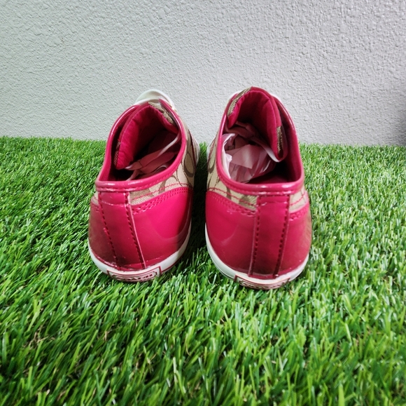 Coach Signature C Canvas Pink Patent Leather Sneakers Women’s Size 11 - Picture 11 of 12
